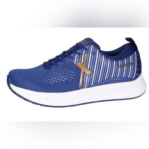 NEW IN BOX Xelero Steadfast Blue and Gold Athletic Sneakers.  US 11.5